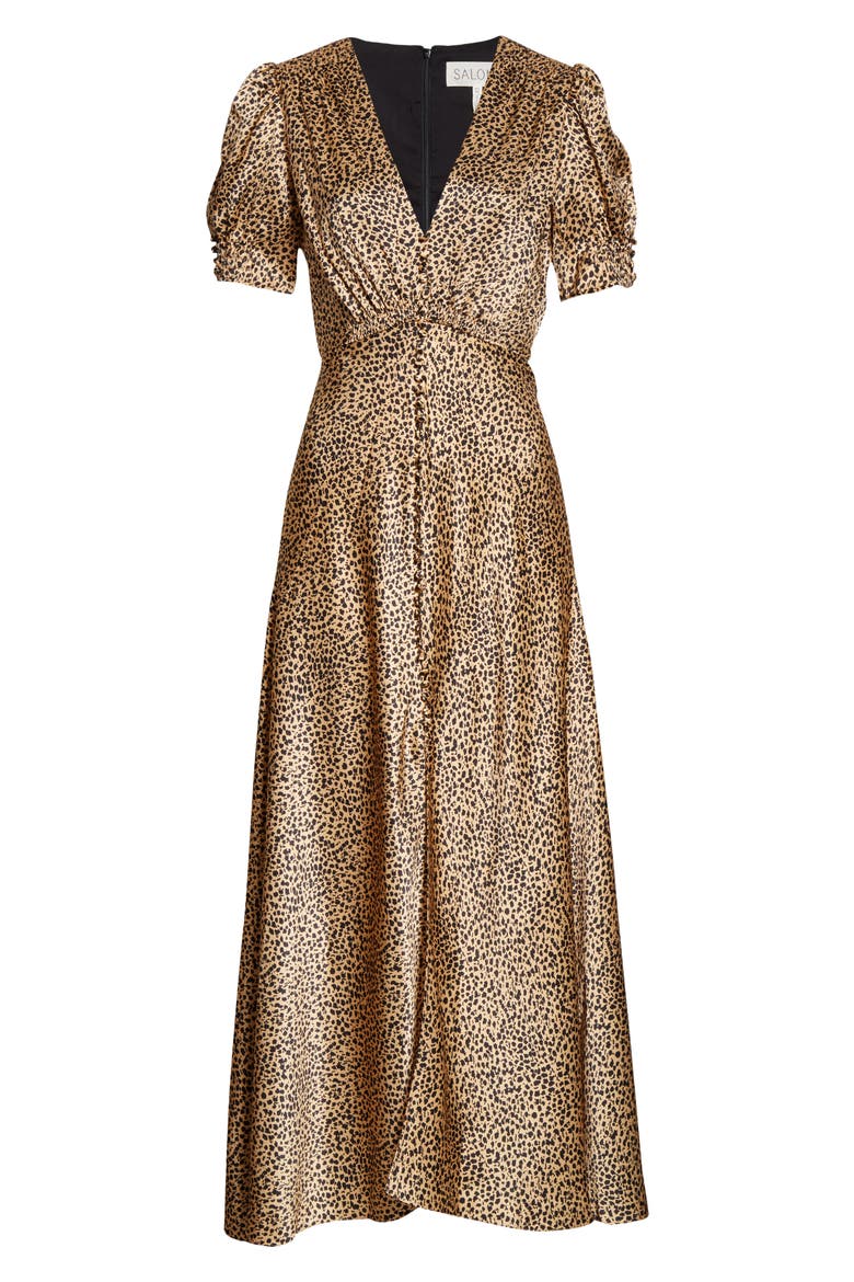 Lea Print Silk Maxi Dress, Alternate, color, CAMO LEOPARD