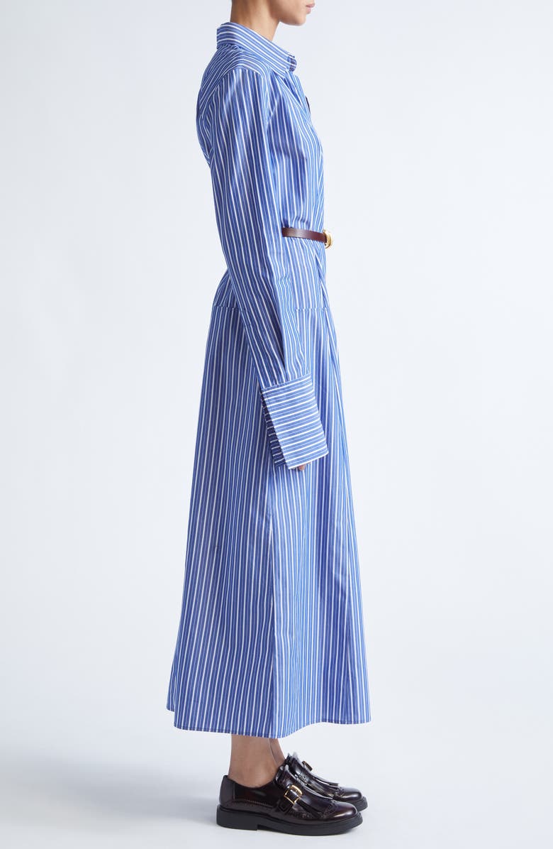 Brandon Maxwell The Sammy Stripe Cotton Shirtdress, Alternate, color, Navy Stripe