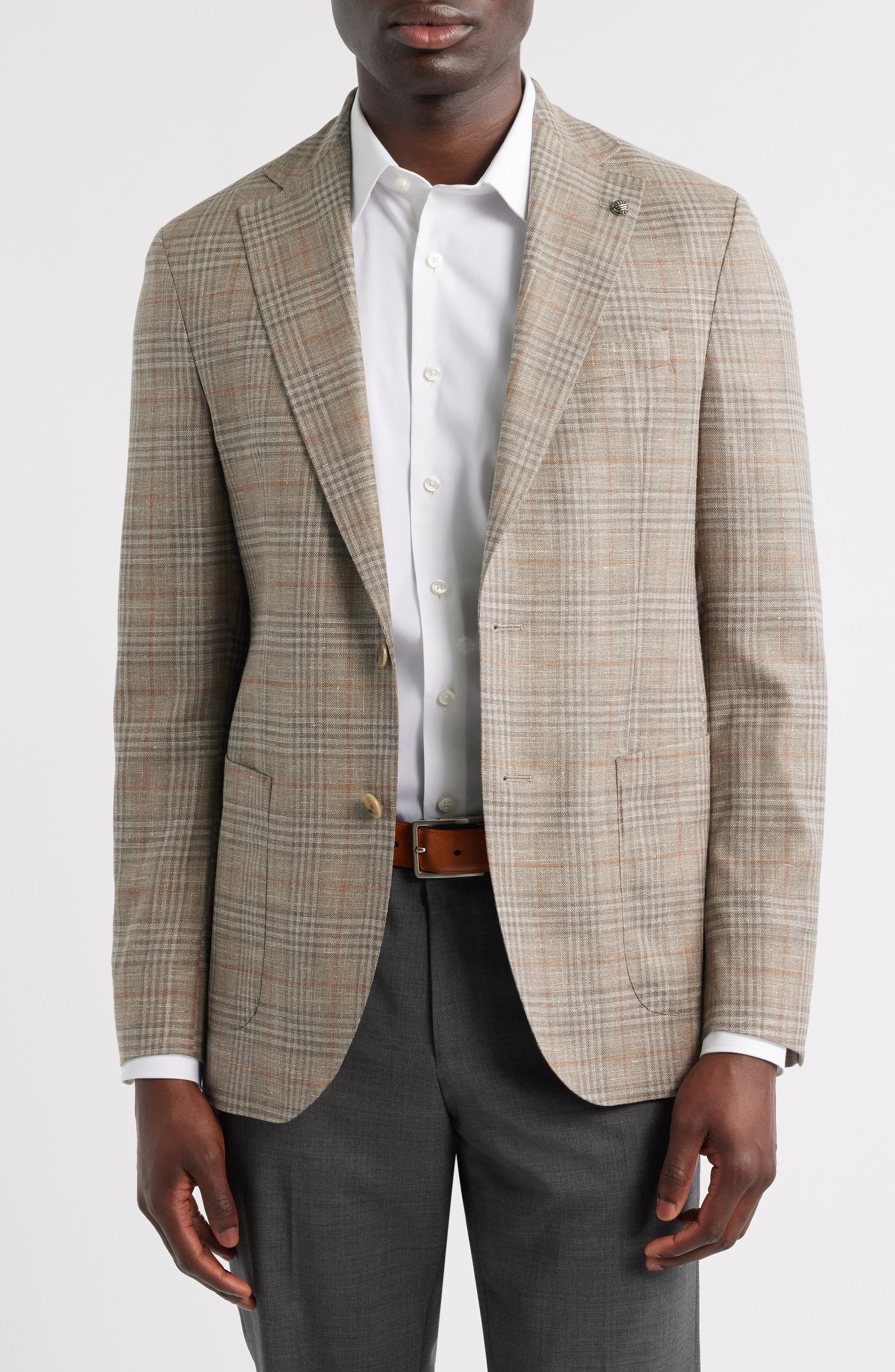 Hampton Tan Glen Check Knit Wool Sport Coat