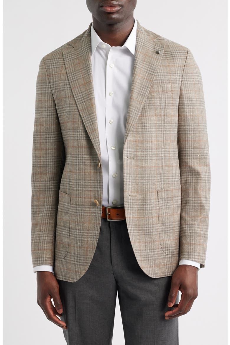 Hampton Tan Glen Check Knit Wool Sport Coat, Main, color, TAN