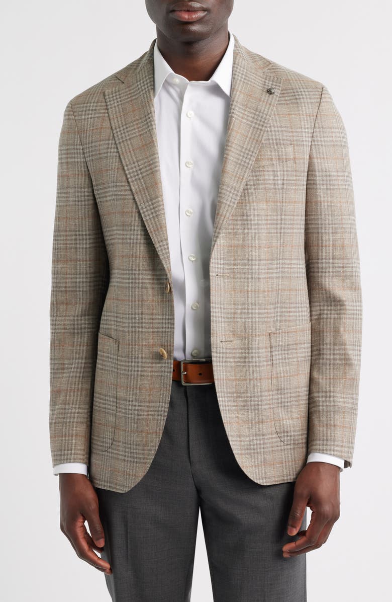 Jack Victor Hampton Tan Glen Check Knit Wool Sport Coat, Main, color, Tan