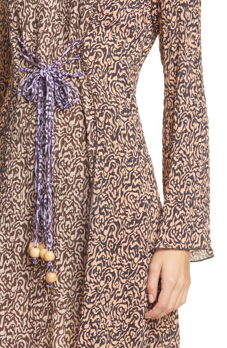 Nanushka Suki Colorblock Pleated Long Sleeve Minidress, Alternate, color,