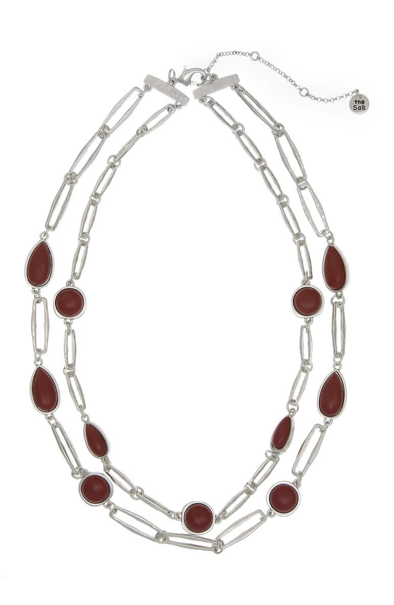 The Sak Red Jasper Station 2-Row Layered Necklace, Main, color, 