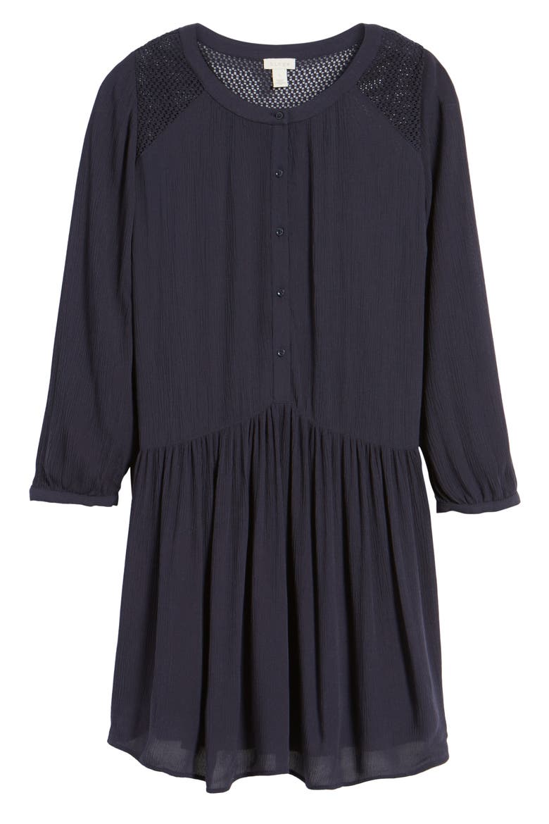 Button Front Dress, Alternate, color, NAVY NIGHT