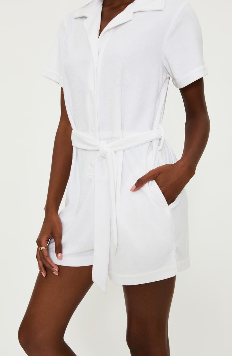 Beach Riot Gia Belted Cover-Up Romper, Alternate, color, White