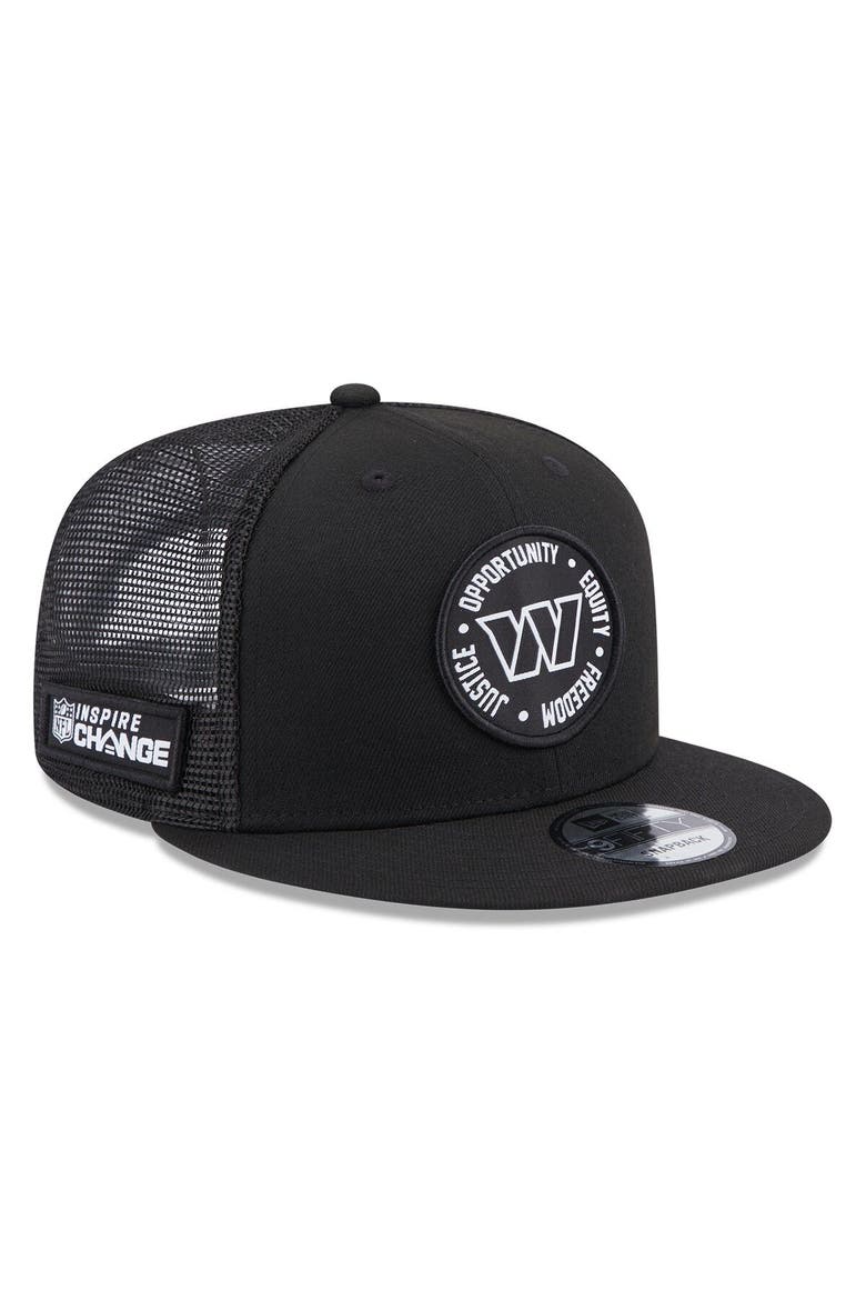 Men's New Era Black Washington Commanders 2022 Inspire Change  Trucker 9FIFTY Adjustable Snapback Hat, Main, color, Black