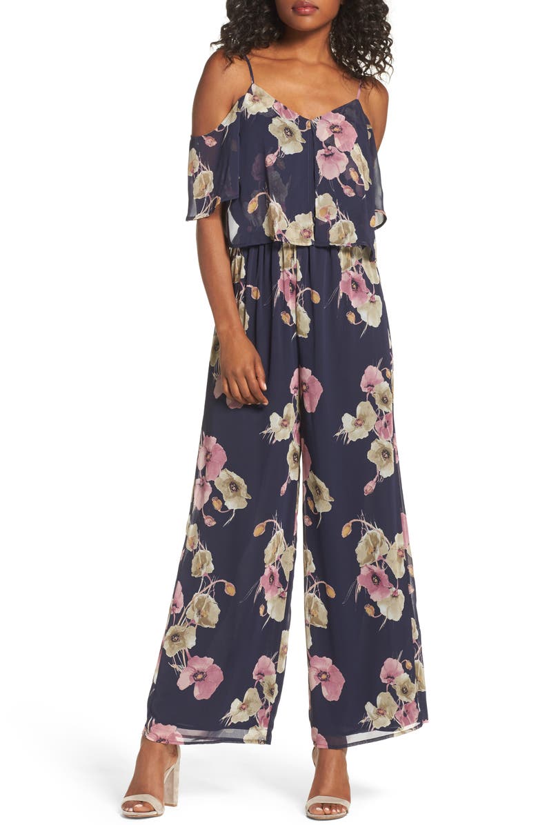 19 Cooper Cold Shoulder Chiffon Jumpsuit, Main, color,