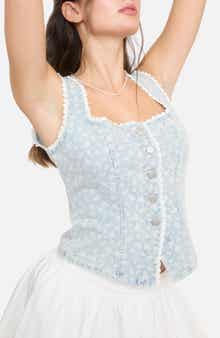 Blu Pepper Floral Denim Vest