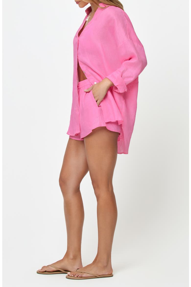Rio Linen Cover-Up Tunic, Alternate, color, HOTTEST PINK