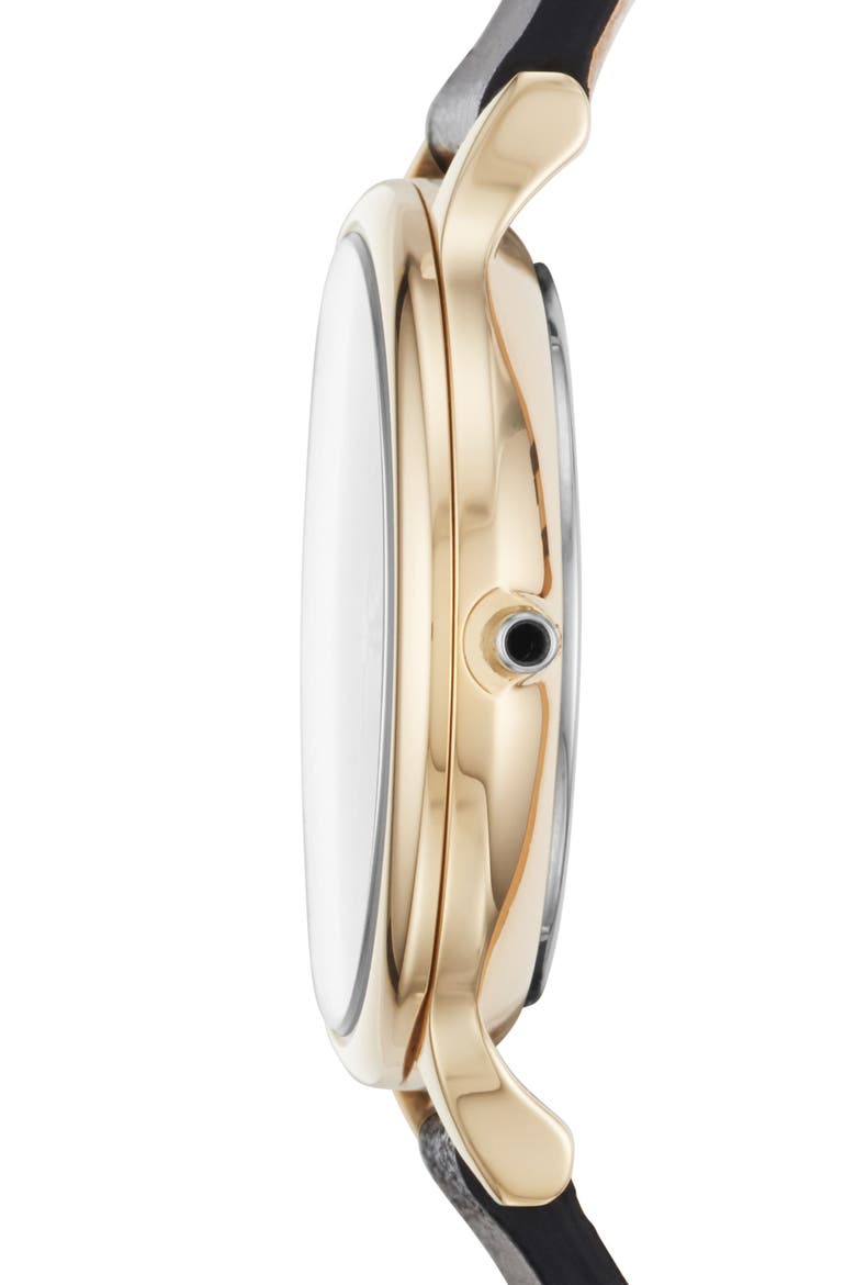 Anita Leather Strap Watch, 30mm, Alternate, color, BLACK/ GOLD