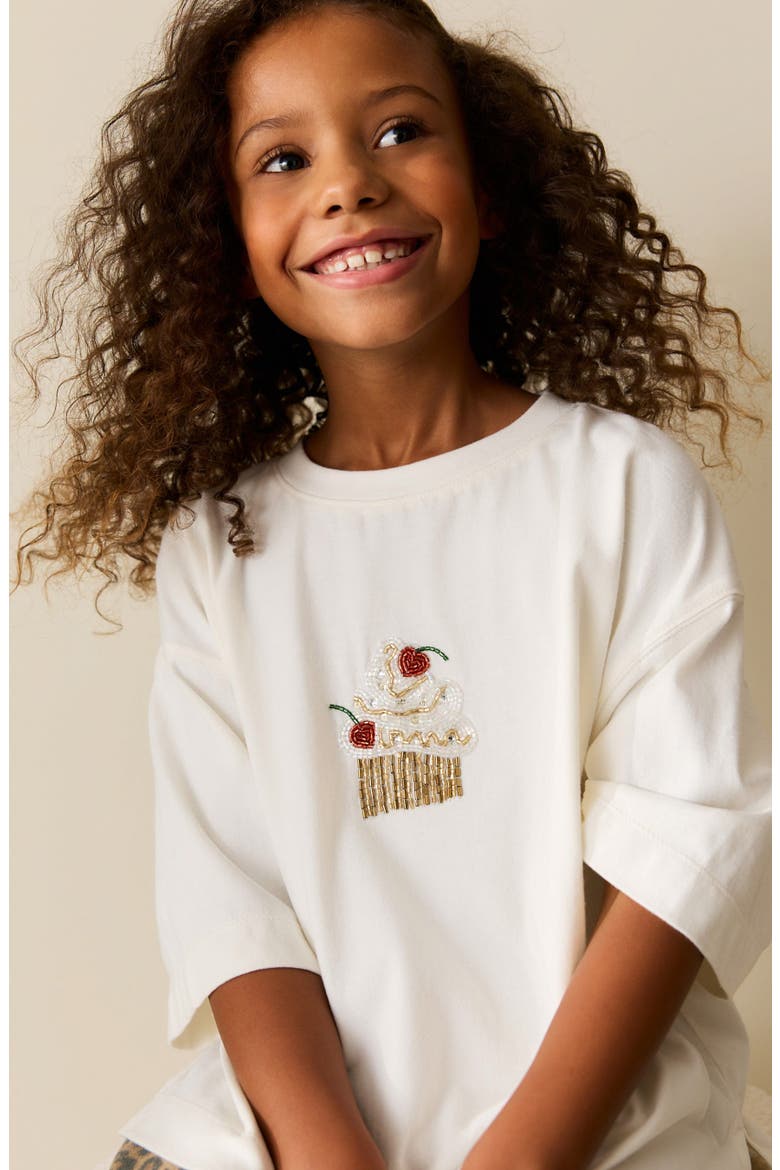 Kids' Cake Beaded Oversize T-Shirt, Alternate, color, NEUTRAL