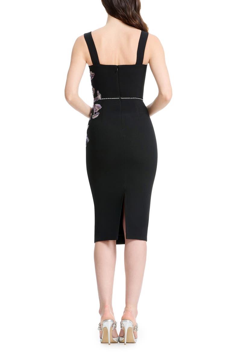 Nicole Floral Embroidered Sheath Dress, Alternate, color, BLACK