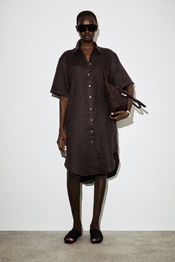 COS Short-Sleeved Linen Shirt Dress | Nordstrom