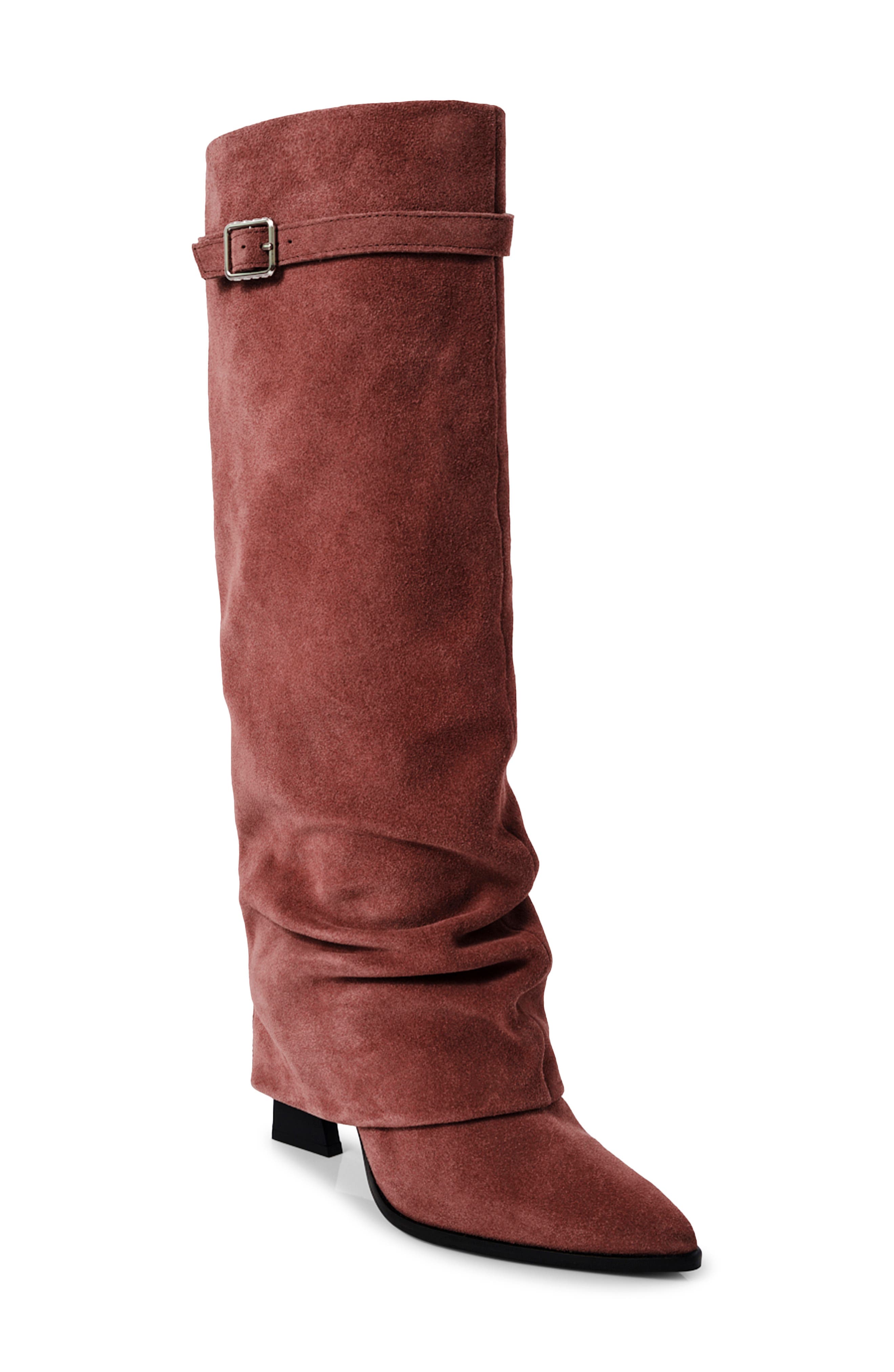 Free People Felicity Foldover Shaft Pointed Toe Knee High Boot, Main, color, Mauve Suede