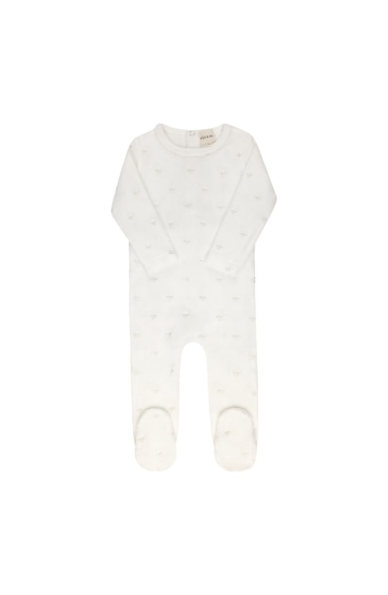 Ely's & Co. Velour Embroidered Floral Collection - Footie, Main, color, Ivory Boy