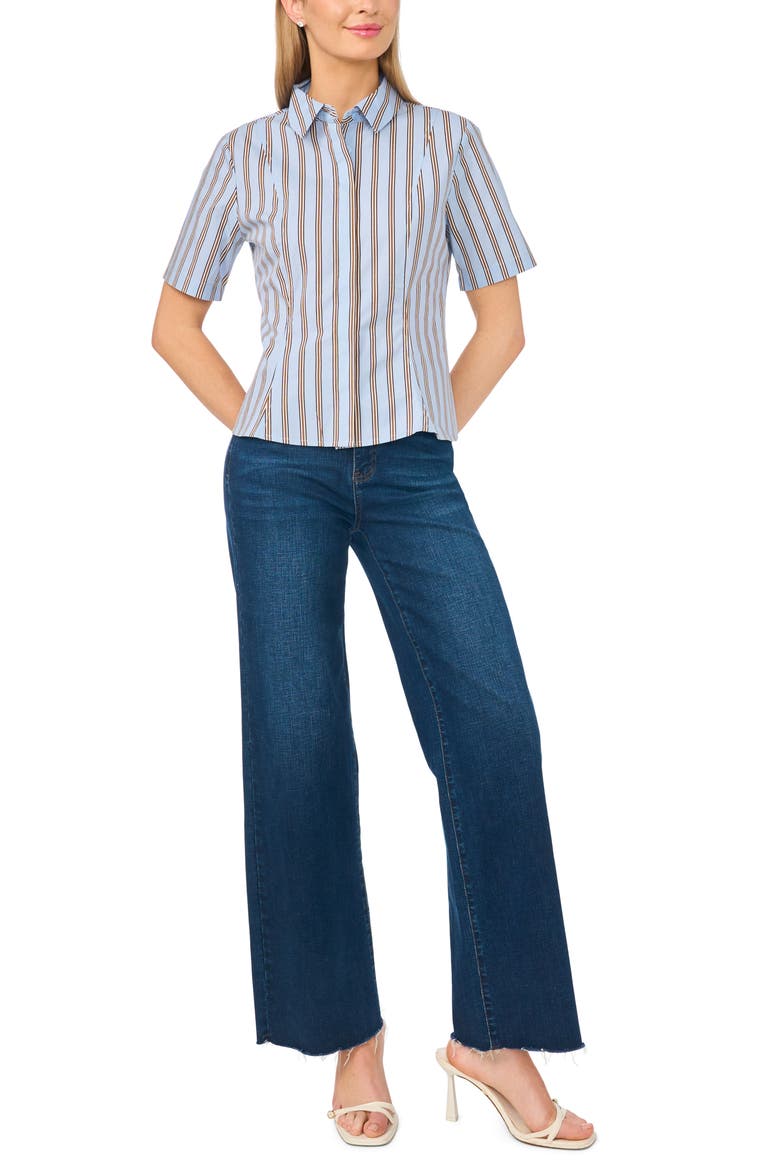 Princess Seam Button-Up Shirt, Alternate, color, LIGHT BLUE