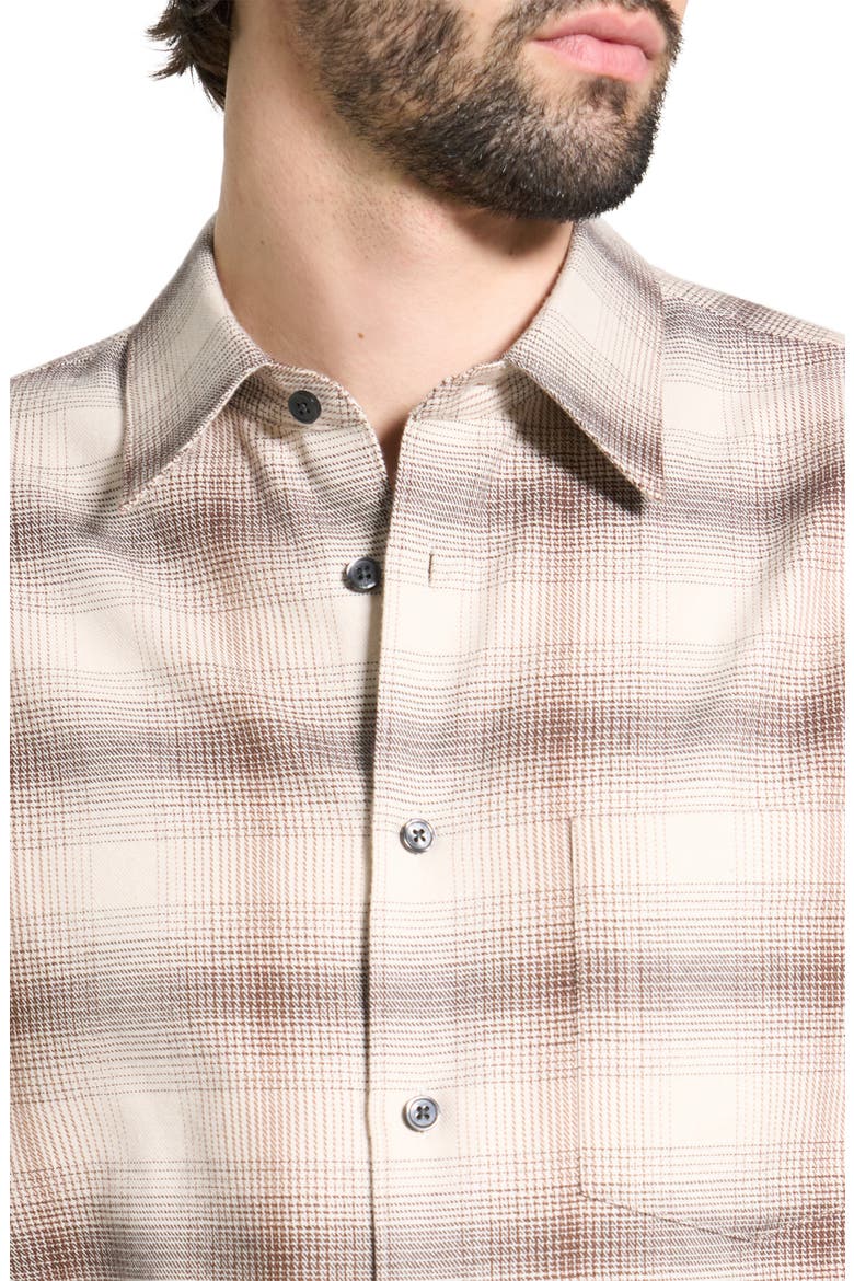 Weekend Gradient Check Brushed Cotton Button-Up Overshirt, Alternate, color, ALABASTER MULTI - UOY