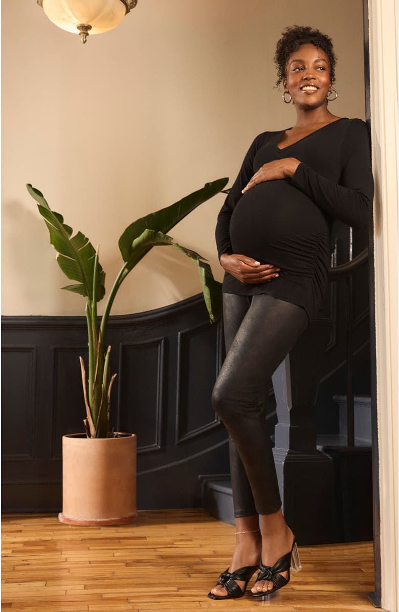 MOTHERHOOD MATERNITY Essential Stretch Secret Fit Over the Belly Maternity Leggings, Alternate, color, Black