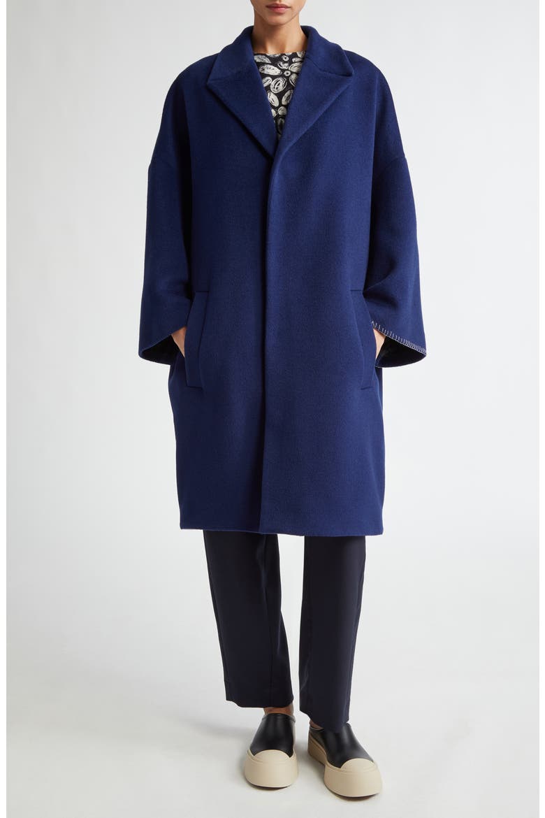 Oversize Wool & Mohair Coat, Alternate, color, LIGHT NAVY