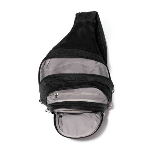 Baggallini Securtex Anti-theft Multi Zip Sling In Black