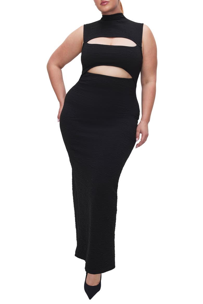 Double Cutout Knit Maxi Dress, Alternate, color, BLACK001