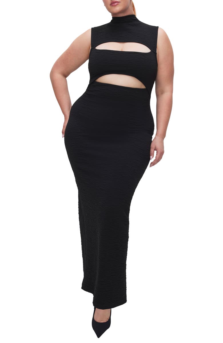 Good American Double Cutout Knit Maxi Dress, Alternate, color, 