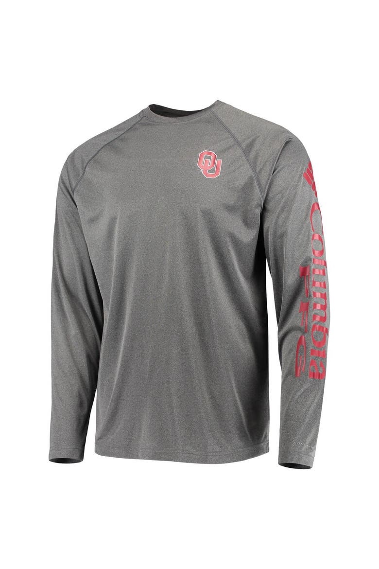 Men's Columbia Charcoal Oklahoma Sooners Terminal Tackle Omni-Shade Raglan Long Sleeve T-Shirt, Alternate, color, Charcoal
