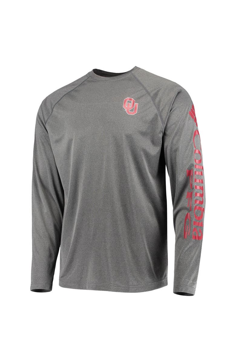 Columbia Men's Columbia Charcoal Oklahoma Sooners Terminal Tackle Omni-Shade Raglan Long Sleeve T-Shirt, Alternate, color, Charcoal