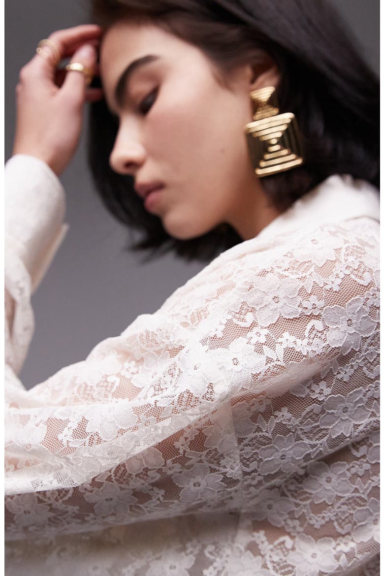 Oversize Lace Shirt, Alternate, color, CREAM