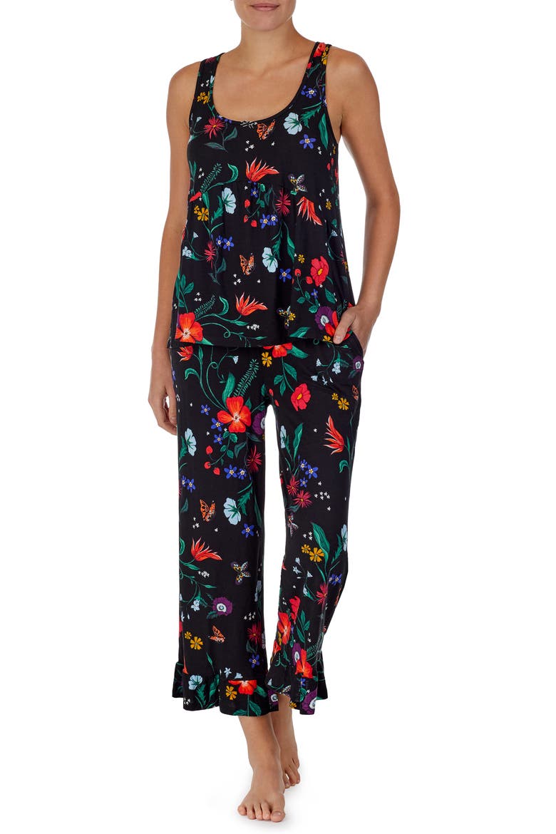 Sccop Neck Knit Pajamas (Nordstrom Exclusive), Main, color, BLACK MULTI