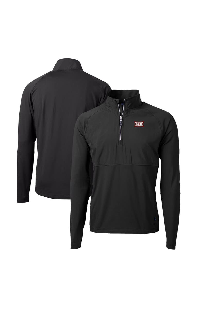Cutter & Buck Men's Cutter & Buck  Black Big 12 Gear Adapt Eco Knit Hybrid Recycled Quarter-Zip Pullover Top, Main, color, 