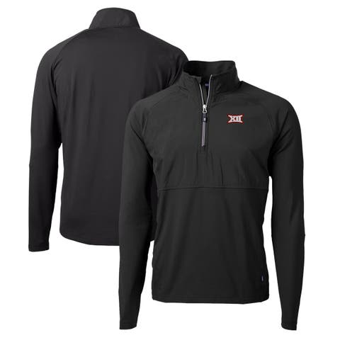 Men's Cutter & Buck  Black Big 12 Gear Adapt Eco Knit Hybrid Recycled Quarter-Zip Pullover Top