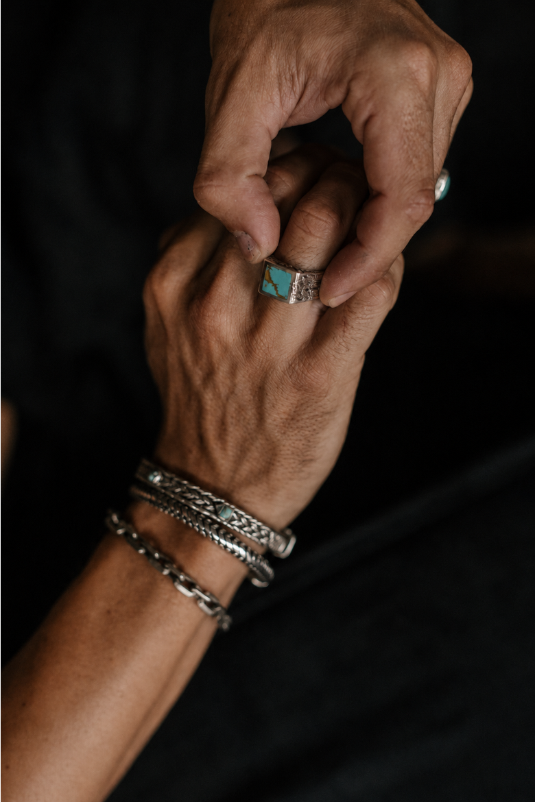 Rustic Turquoise Silver Ring, Alternate, color, Turquoise