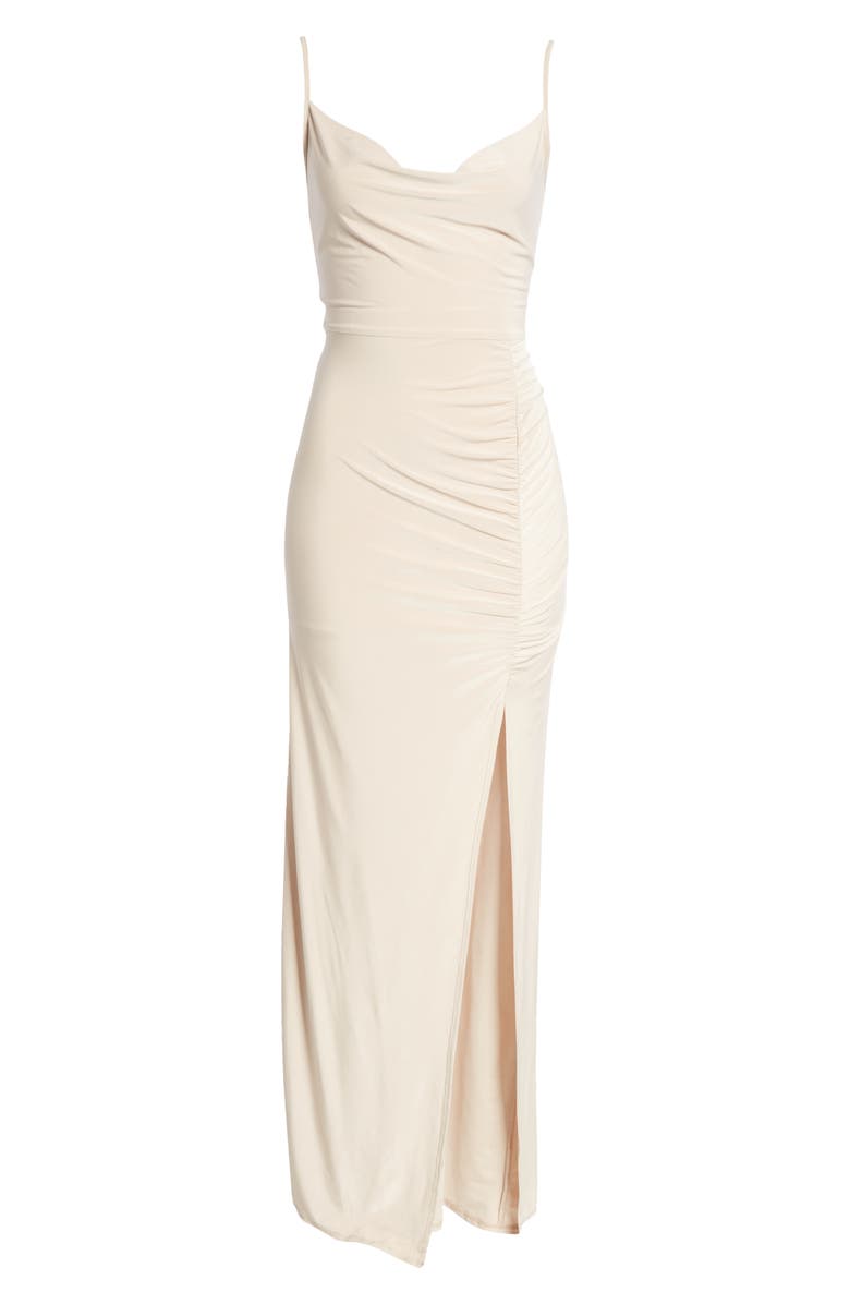 WAYF The Layla Ruched Cowl Neck Gown, Alternate, color, Champagne