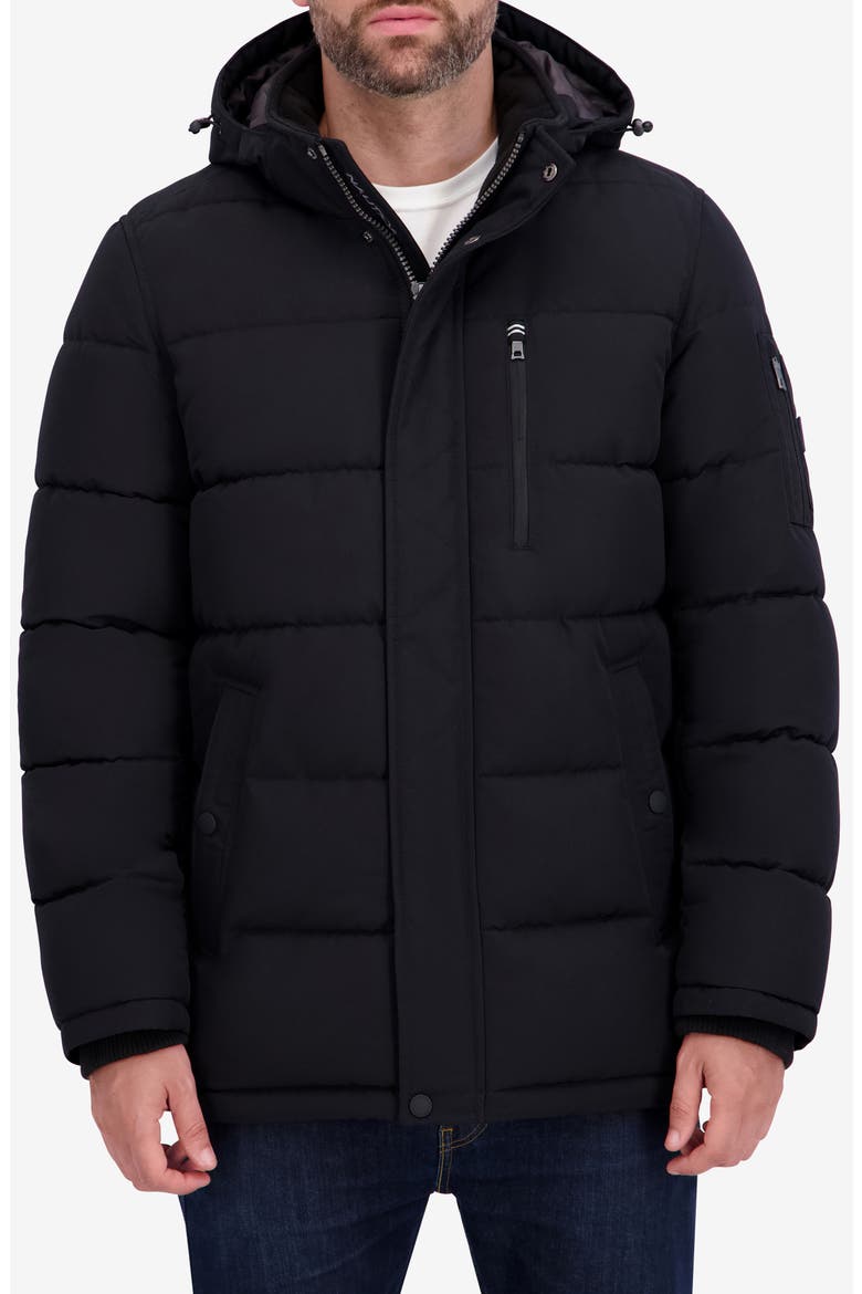Hooded Water Resistant Parka, Main, color, BLACK