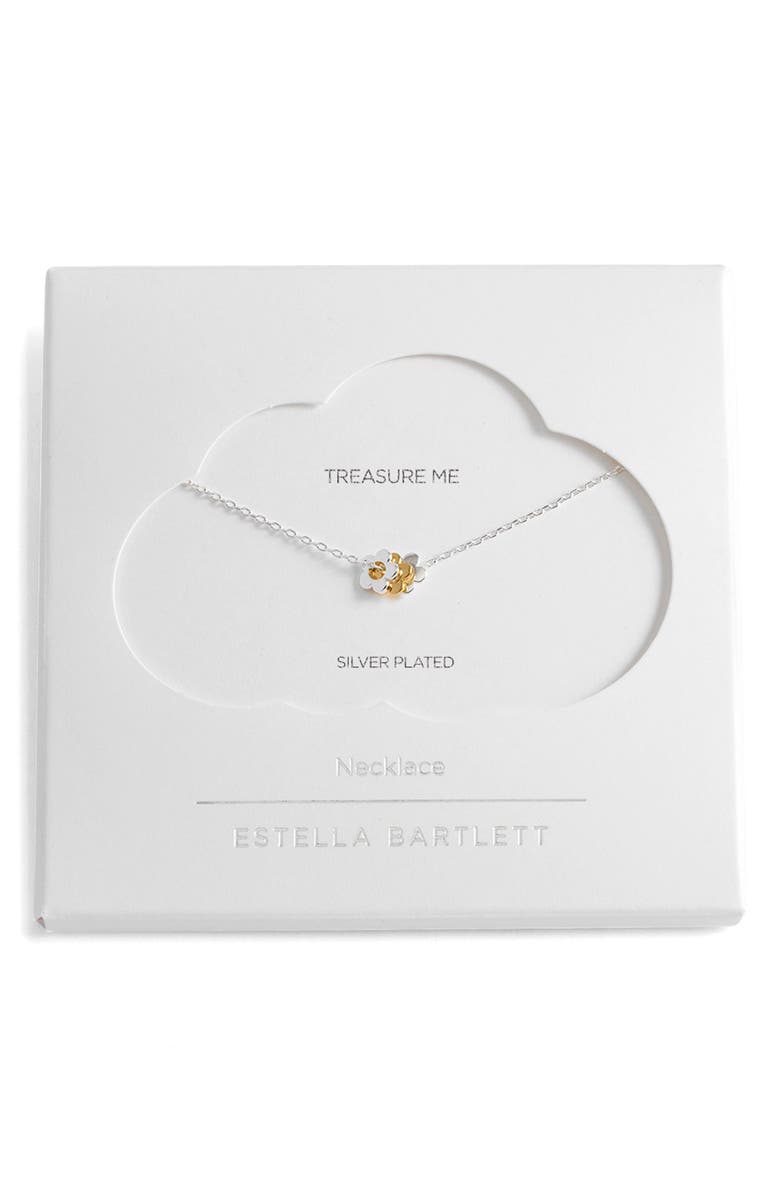 Estella Bartlett Multi Flower Beaded Necklace, Alternate, color, Silver