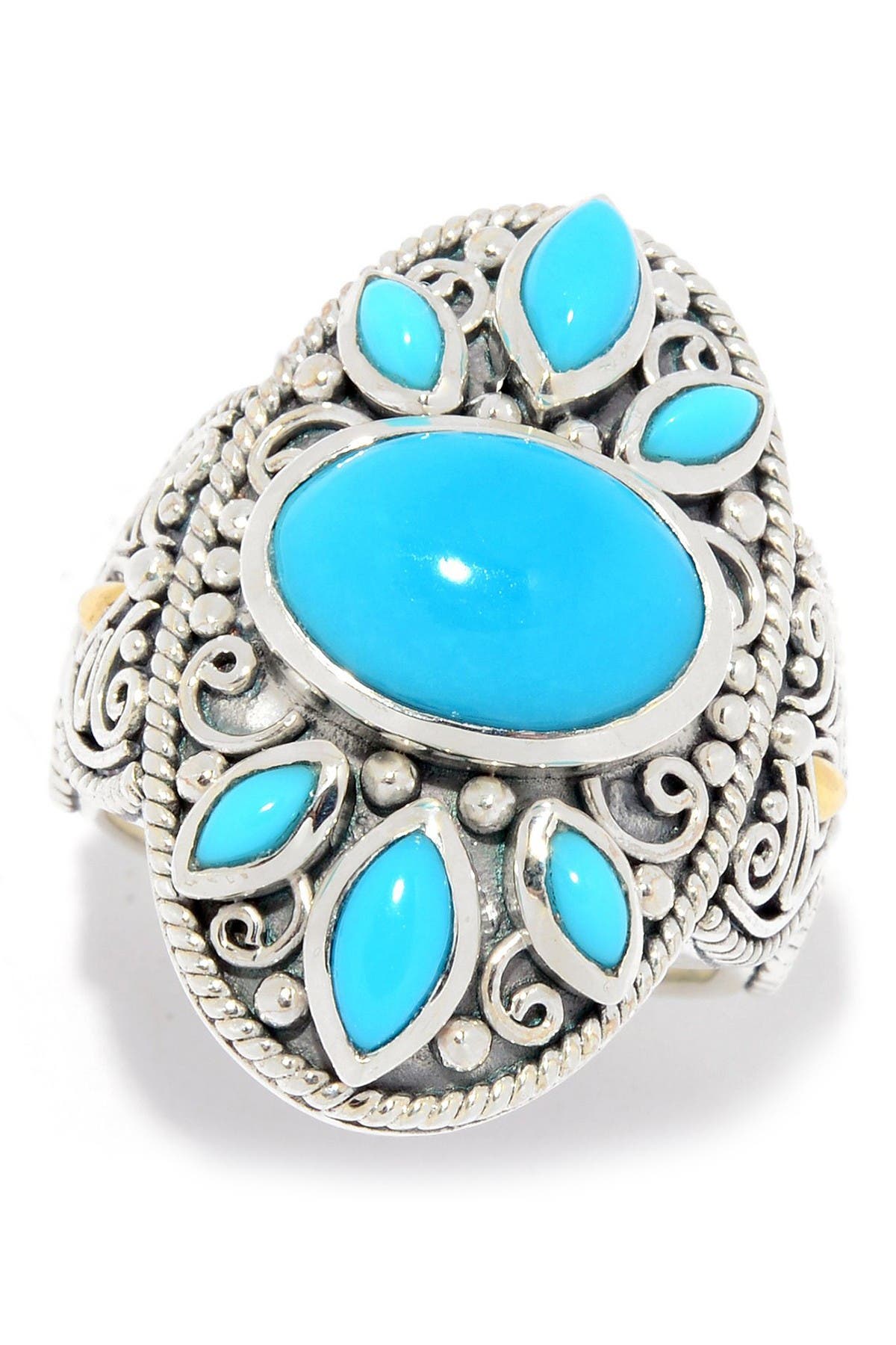 SAMUEL B. Sterling Silver & 18K Gold Oval Balinese Design Sleeping ...