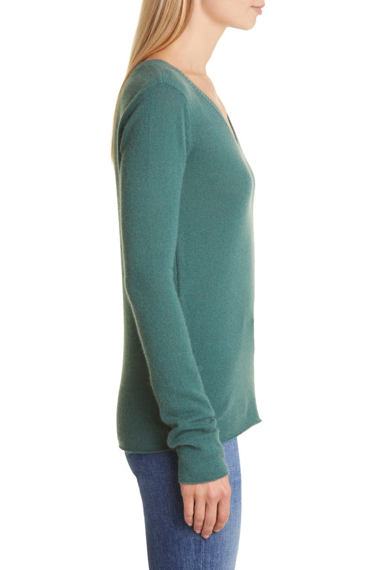 Cashmere V-Neck Sweater, Alternate, color, ASPEN GREEN