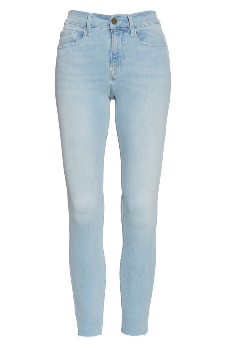 FRAME Le Raw Edge Ripped Crop Skinny Jeans, Alternate, color, 