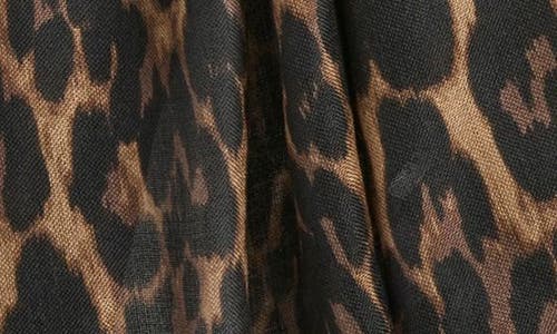 Nordstrom Eyelash Trim Print Cashmere & Silk Wrap In Brown