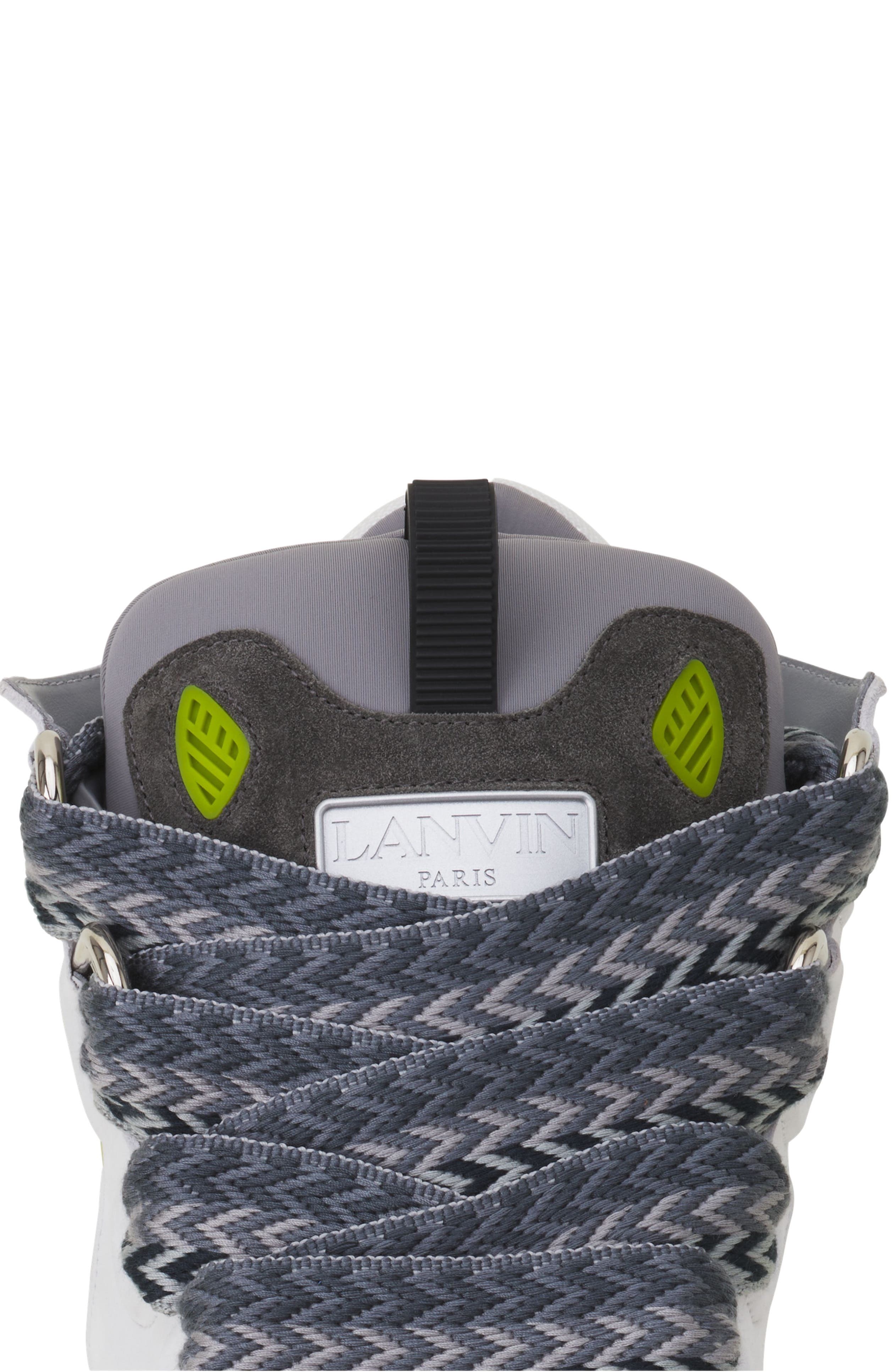 Lanvin Curb Leather Sneakers, Alternate, color, White/Grey