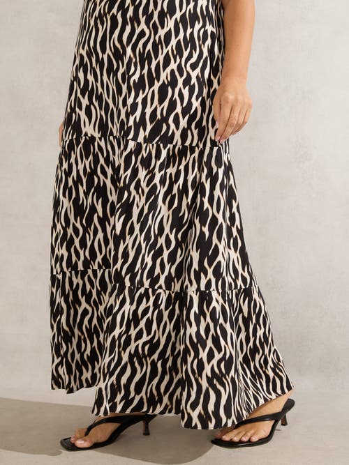 Live Unlimited Mono Print V-neck Maxi Dress In Black