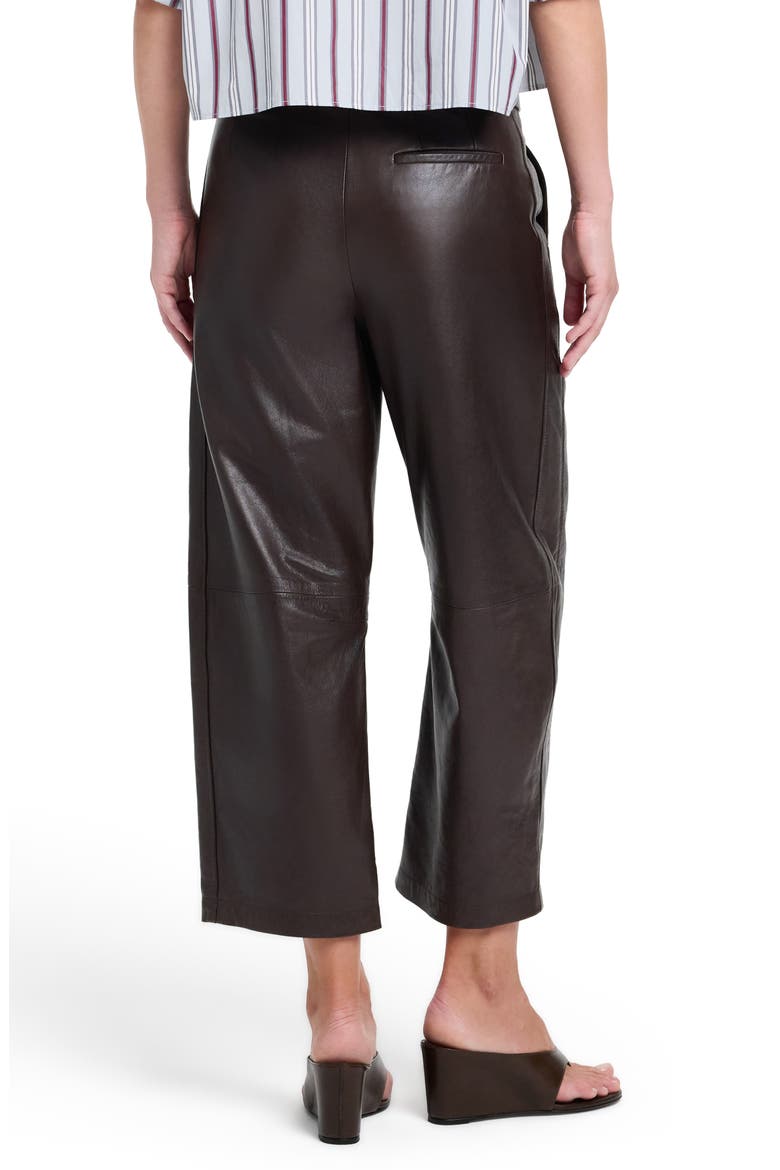 Leather Slouchy Wide Leg Trousers, Alternate, color, DARK CHOCOLATE