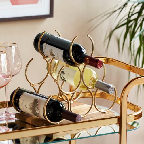 Twine Pyramid 6-bottle Wine Rack In Gold