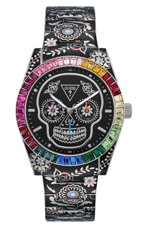 Day of the Dead Multifunction Bracelet Watch, 44mm