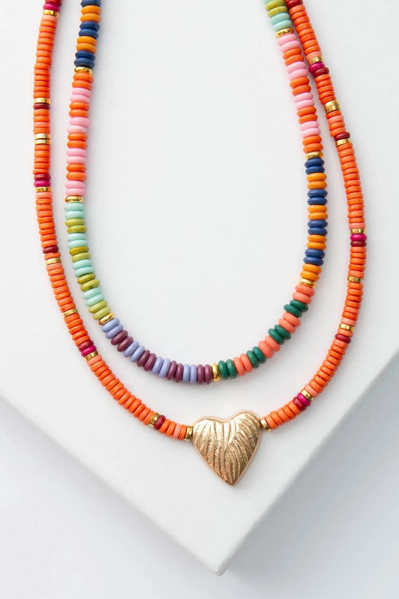 Horizon Heart Necklace Set, Main, color, Gold