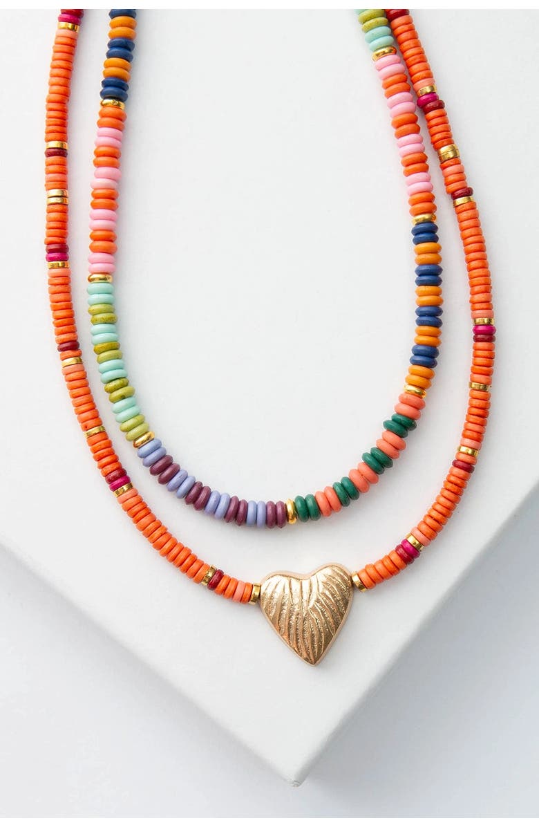 Noonday Horizon Heart Necklace Set, Main, color, Gold