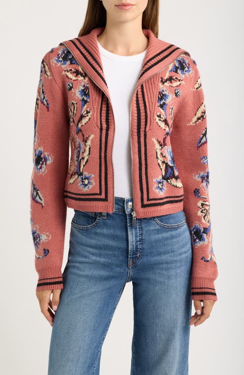 Floral Beauty Tapestry Zip Cardigan
