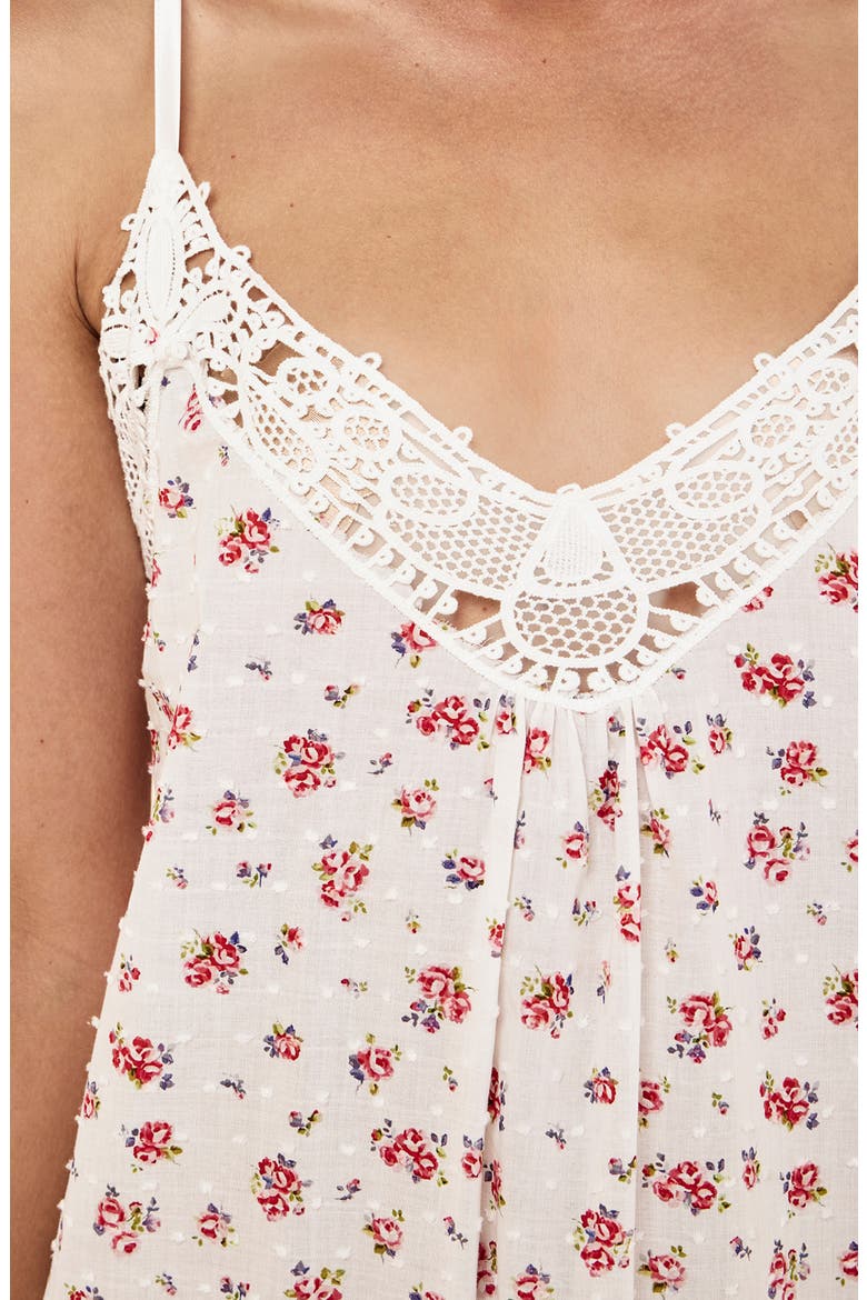 Swiss Dot Lace Trim Cotton Nightgown, Alternate, color, POSY FLORAL