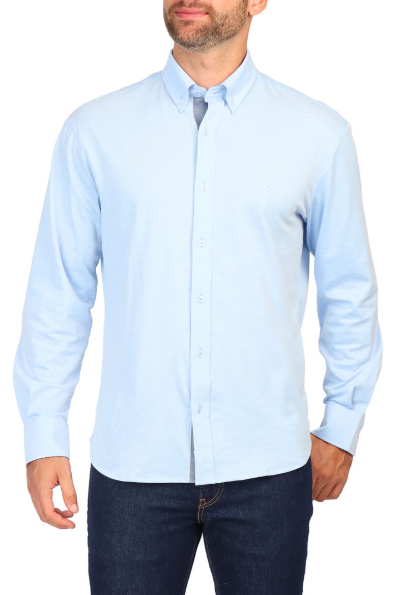 Micro Pique Long Sleeve Button-Up Shirt, Main, color, LIGHT BLUE